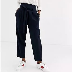 ASOS DESIGN tailored tie waist tapered ankle pants